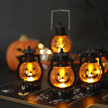 Хелоуин LED окачен фенер под формата на тиква, Призрачная лампа, Свещ, ретро Малка Маслена лампа, начало декор за парти в чест на Хелоуин, реквизит на ужасите