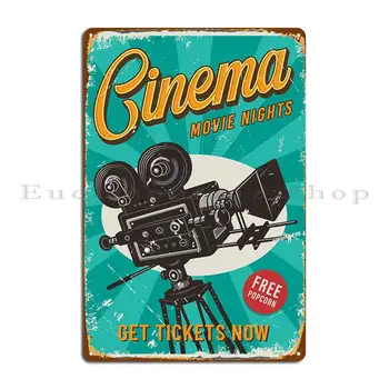 Метална Табела Cinema Movies Night, Изработени по поръчка, Бар, Гараж, Реколта Лидице Табела, Плакат
