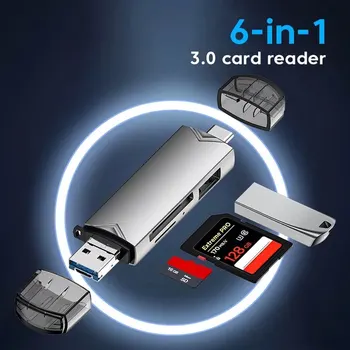 6 В 1 Мултифункционален Четец На Карти Usb 3.0 U Disk Type C /Micro Usb/ Tf/Sd Флаш Устройство Адаптер За Четене На Карти Памет, Аксесоари За Телефони