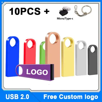 10ШТ Безплатен Потребителски Лого Метална Писалка-Устройство на Флаш-Диск За Рекламен Подарък typec и Верига от USB-Памет 512 MB, 4 GB и 8 GB 32 GB 64 GB 128 GB
