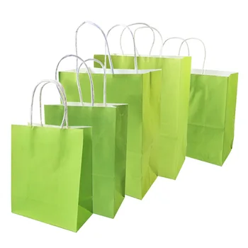 10 бр./лот Крафт-пакет за подаръци на фестивала, зелени торбички за пазаруване, мултифункционален хартиена торбичка за рециклиране, направен със собствените си ръце, с дръжки, 5 размери По желание