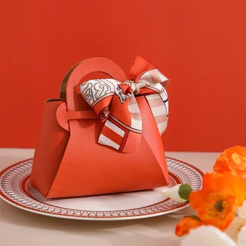 Сладка опаковки за сватбени подаръци, подаръчни комплекти, кутия шоколадови бонбони, Кожена опаковка за гости на парти в чест на раждането на детето, Чанта за бонбони, сватбен подарък