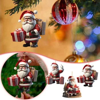Весела Коледа, мультяшные червени висулки на Дядо Коледа за Коледната елха, висящи украси за кола, Коледна украса за дома, подарък за Нова година