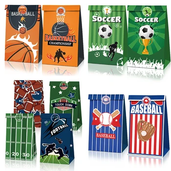 Футболен пакет за бонбони със стикери за футболни партита за рожден ден, баскетбол пакет за бонбони, бейзболен хартиен подарък пакет