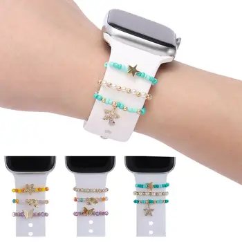 Метални медальони, Декоративни пръстен за каишка за Apple Watch, диамантен украса, умни часовници, силиконов каучук, Аксесоари за гривна iwatch