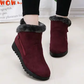 Дамски зимни обувки, топли плюшени зимни обувки за жени, мокасини с цип, нескользящие лоферы, дамски ежедневни удобни обувки на плоска подметка