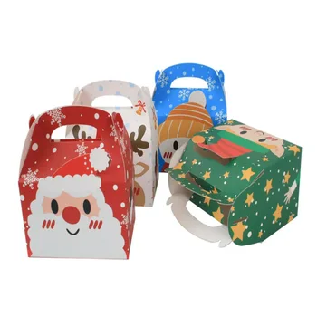 5 бр. Коледни кутии от Крафт-хартия, Квадратна Преносим Подарък кутия на Дядо Коледа, Бисквити, Кутия за опаковане на бонбони, Коледни Украси, Подаръци
