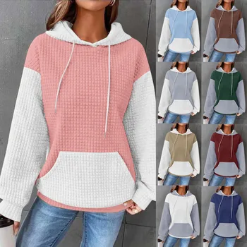 Дамски блузи 2023 с градиентным дълъг ръкав, всекидневни модерен пуловер с завязками, дамска блуза, с къс ръкав, Дамски ризи