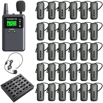 Безжична система Whisper Tour Guide Симултанен превод 1 предавател с 2 микрофона, 30 приемници, 1 зарядно устройство